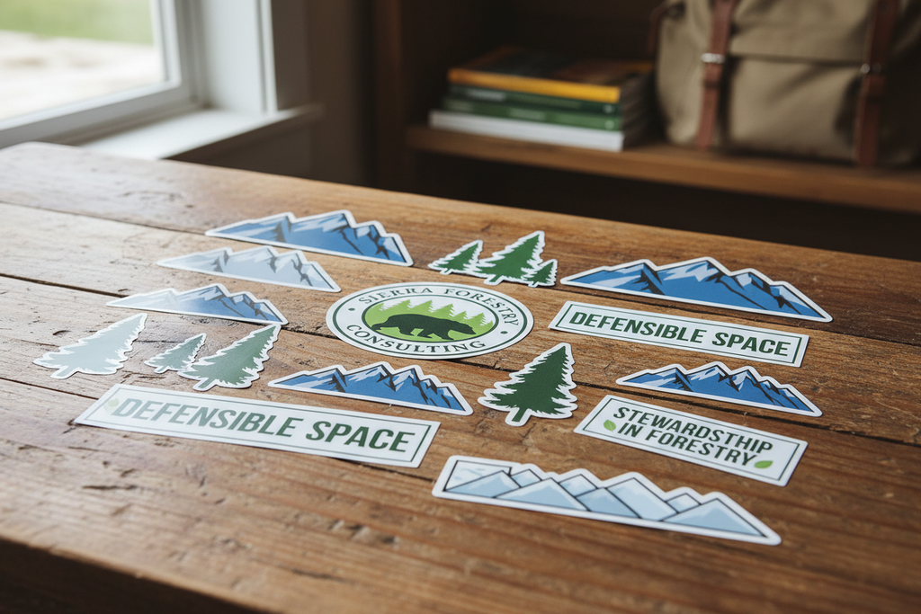 Stickers on Wooden Table