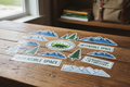 Stickers on Wooden Table